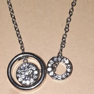 NEW CZ silvertone necklace from NY collection adjustable